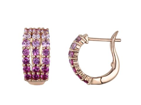 Haakonsen rosé gull øreringer med rubiner og røde safirer.