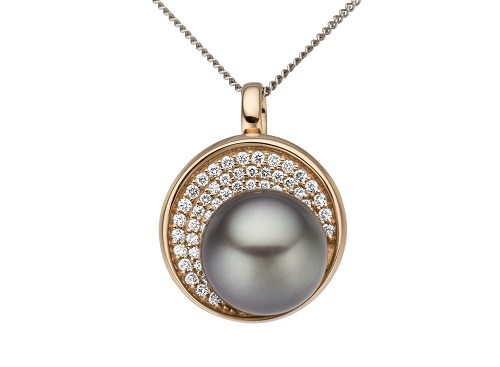 Haakonsen anheng i rosé gull med Tahiti perle og diamanter 0.23 ct.