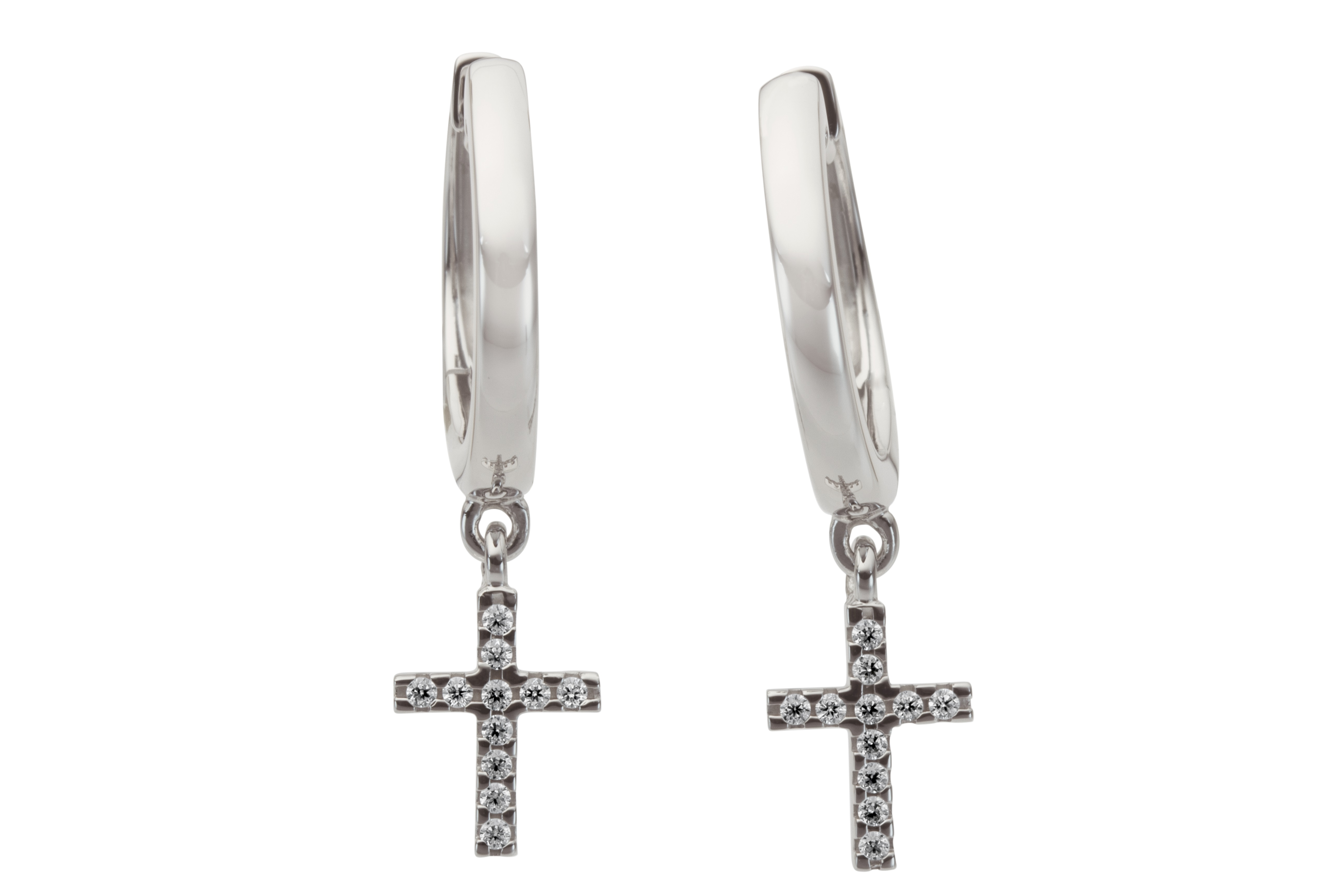 Haakonsen øreringer i hvitt gull med diamantheng.