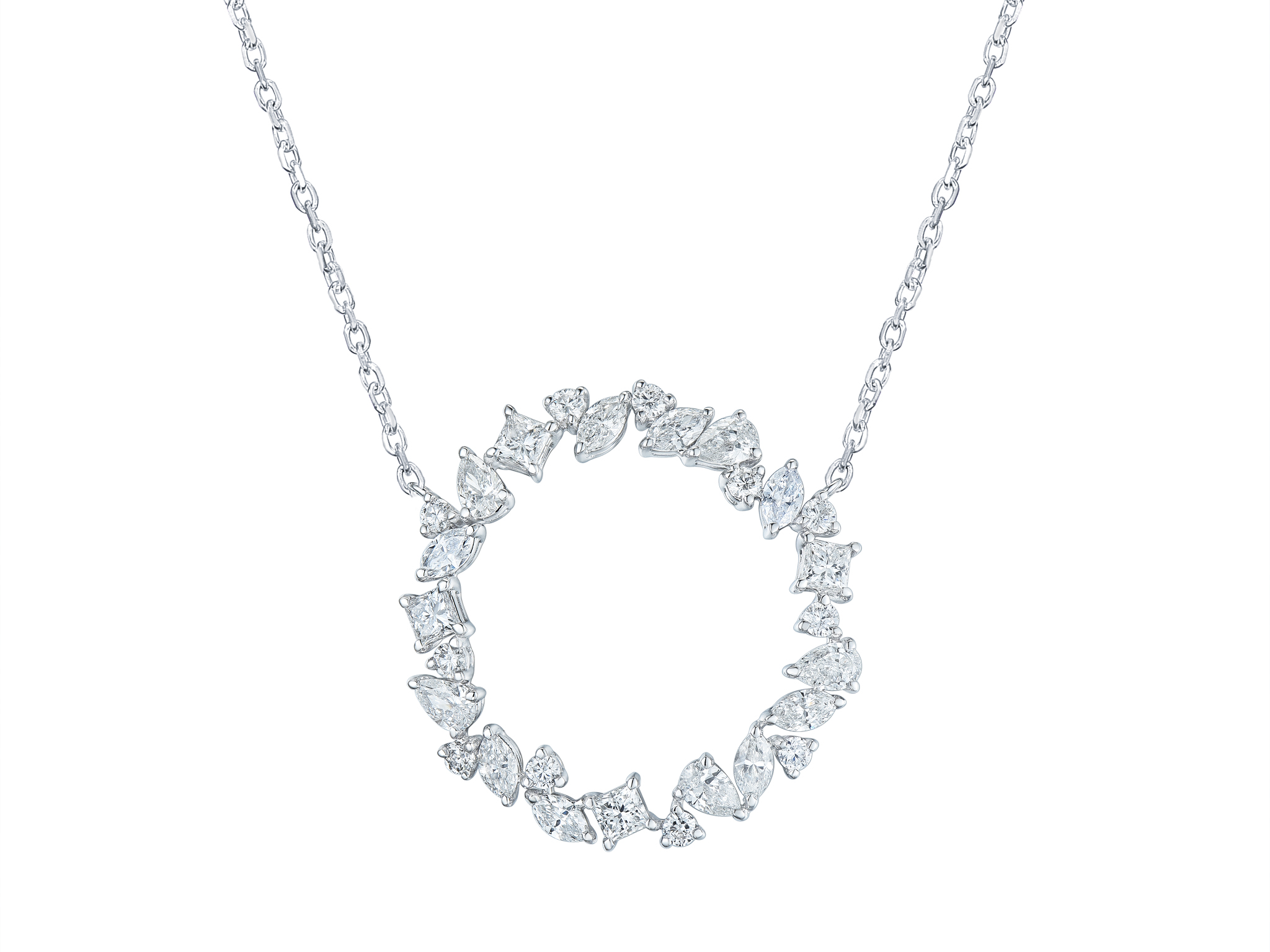 Haakonsen diamant anheng i hvitt gull med påmontert kjede 1.42 ct.