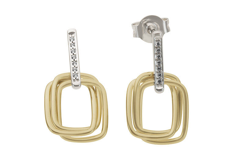 Haakonsen ørepynt i gull og hvitt gull med diamanter.