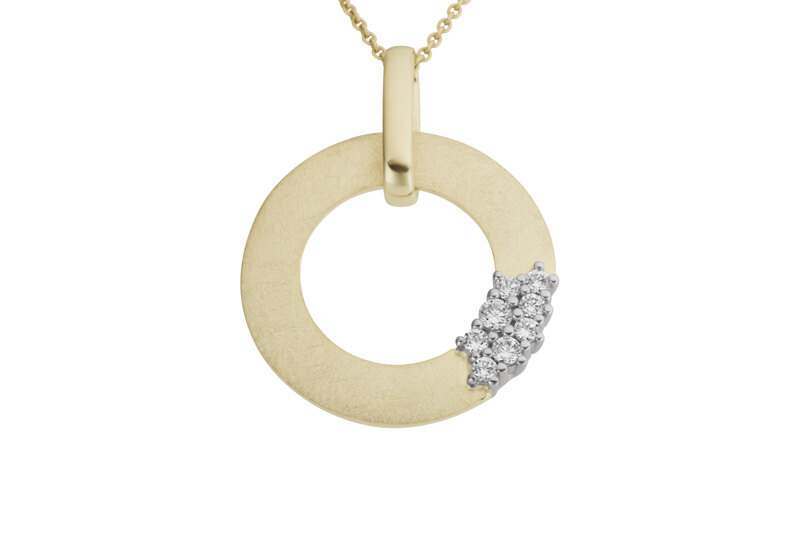 Anheng i gull og hvitt gull med diamanter.