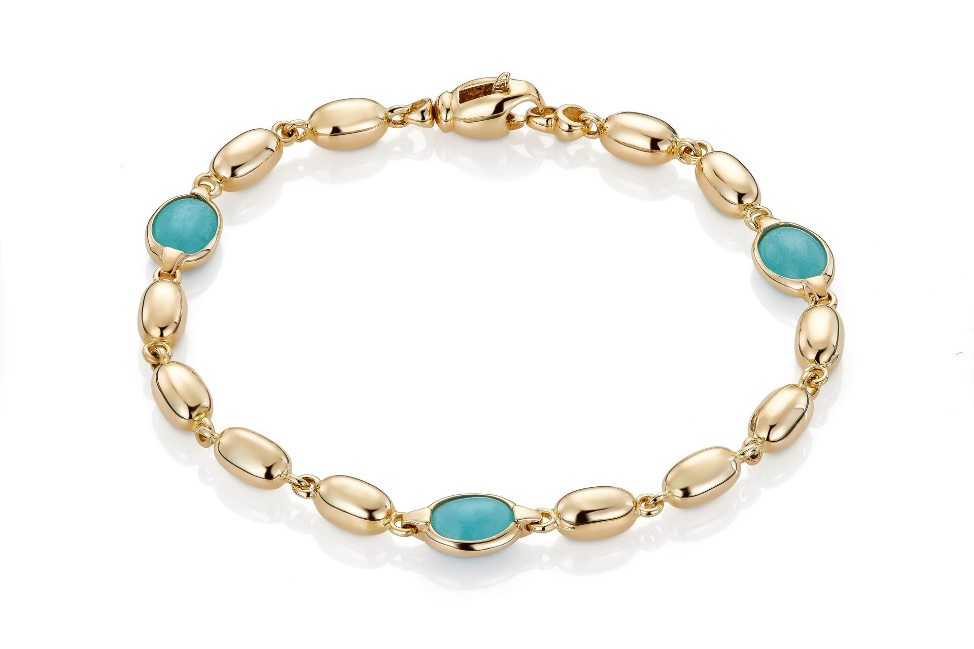 Haakonsen armbånd i gull med amazonitt.