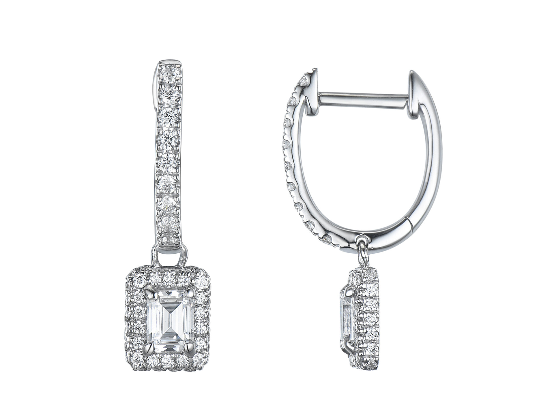 Haakonsen diamant øreringer i hvitt gull med heng.