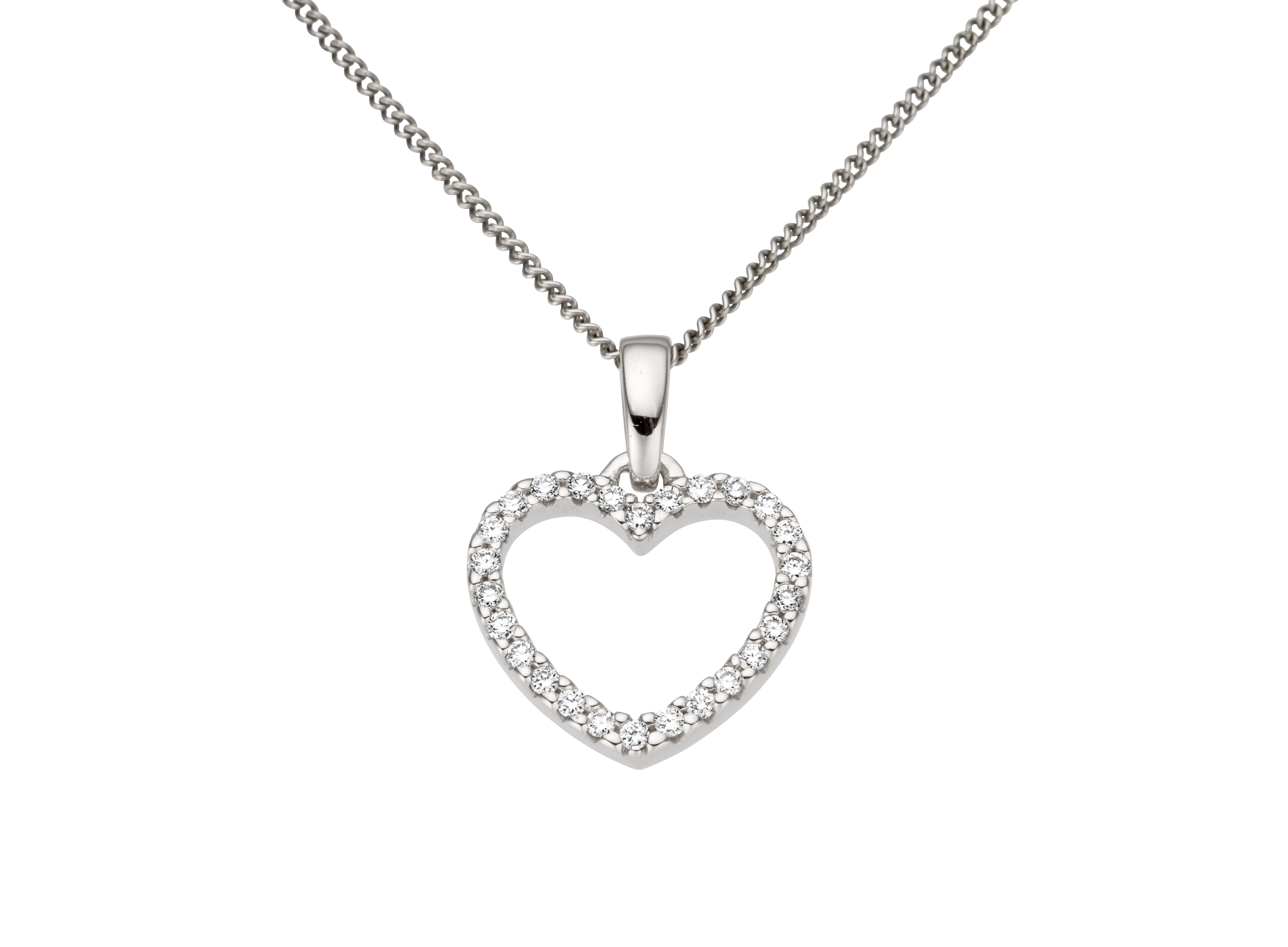 Haakonsen hjerte anheng i hvitt gull med diamanter 0.13 ct.