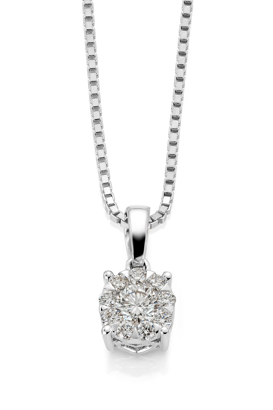 Haakonsen anheng i hvitt gull med diamanter 0.38 ct.